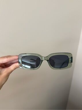 Mango Rectangular Sunglasses in Translucent Green